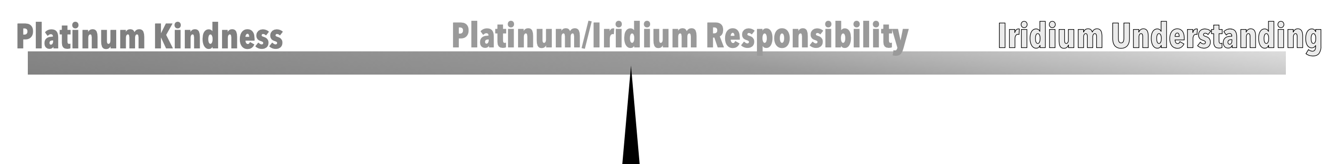 A scale showing how Platinum Responsibility is a mix of Iridium Understanding and Platinum Kindness